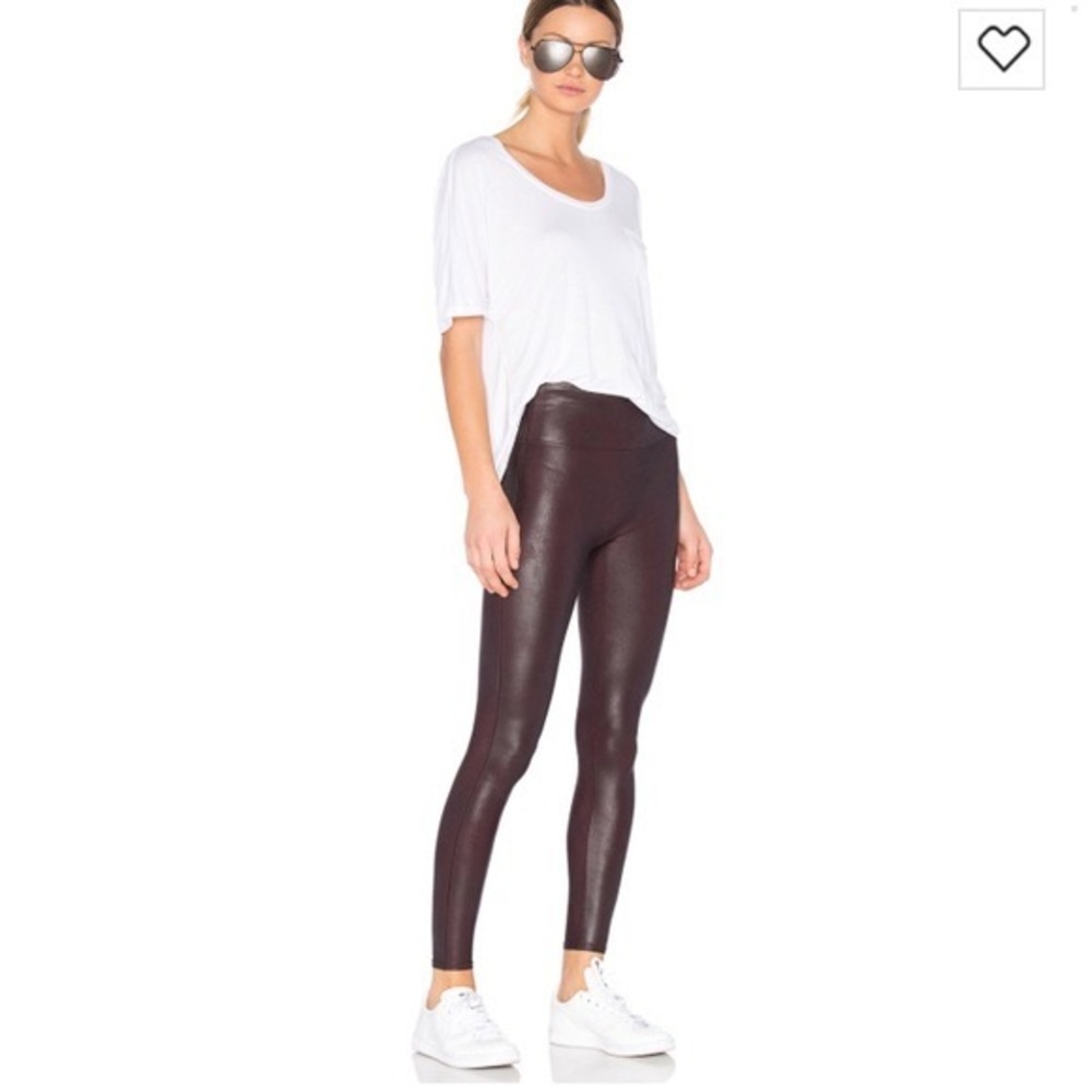 Spanx faux leather wine burgundy maroon leggings X-Large - Picture 1 of 10